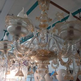 LAMPADARIO MURANO 6 BRACCIA DORATO