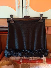 Mini gonna nera brillante in lurex