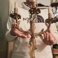 ANTICA APPLIQUE LAMPADA BAROCCA BRONZO OTTONE