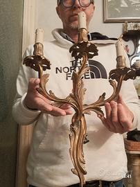 ANTICA APPLIQUE LAMPADA BAROCCA BRONZO OTTONE