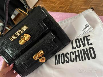 Borsa Love Moschino Satchel Double nera effetto co