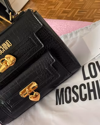 Borsa Love Moschino Satchel Double nera effetto co