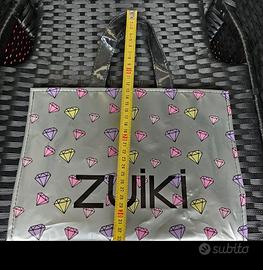 Shopper piccola Zuiki argento con diamantini