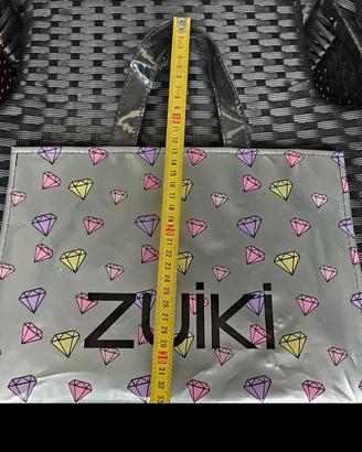 Shopper piccola Zuiki argento con diamantini