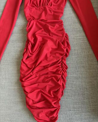 ABITO ADERENTE ROSSO DRAPPEGGIATO SCHIENA SCOPERTA