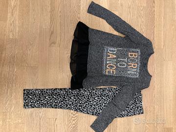 Completo bambina taglia 12/14 leopardato grigio
