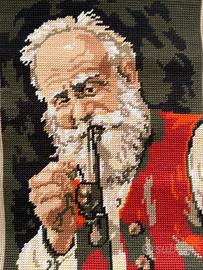 Arazzo mezzo punto Nonno che fuma la Pipa 30x22