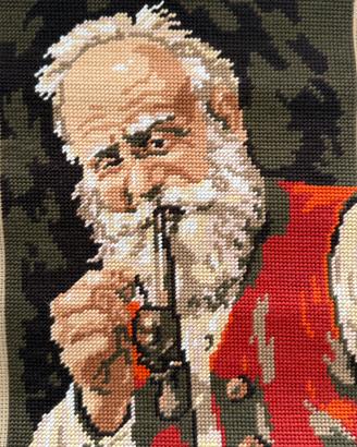 Arazzo mezzo punto Nonno che fuma la Pipa 30x22