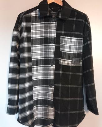 Camicia oversize con motivo patchwork autunnale