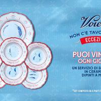 Servizio di 7 piatti in ceramica dipinti a mano