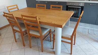 Tavolo in rovere 6 posti + 6 sedie coordinate