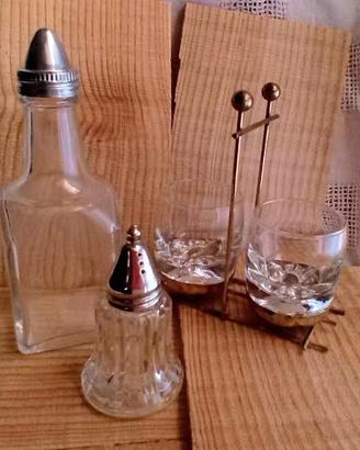 Set  da tavola  vetro metallo  '40 '50