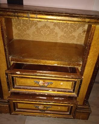 Comodino antico laccato oro stile veneziano