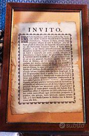 quadro invito ecclesiastico epoca 1700