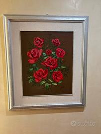 Quadro dipinto a mano con cornice argento