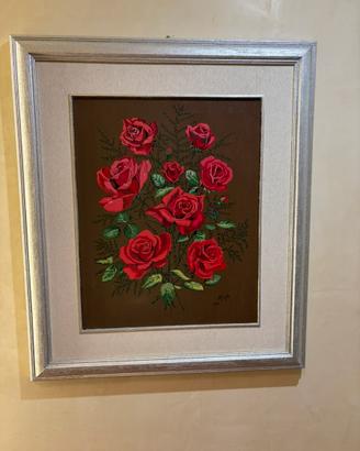 Quadro dipinto a mano con cornice argento