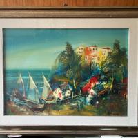 Quadro Pecoraro Antonino. Scena portuale.