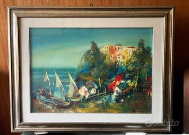 Quadro Pecoraro Antonino. Scena portuale.