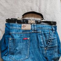 borsa vintage anni 90 in pelle e jeans MAMALICIOUS