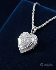 Ciondolo oro bianco 18kt Cuore handmade