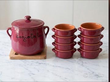 Set Fagiolata Vulcania NUOVO Terracotta 9 Pezzi