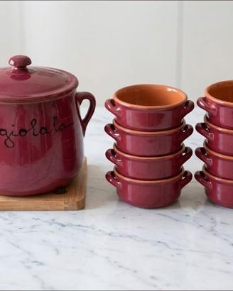 Set Fagiolata Vulcania NUOVO Terracotta 9 Pezzi