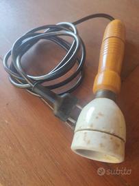 Portalampada Mobile Vintage in Legno e Ceramica