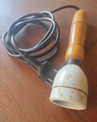 Portalampada Mobile Vintage in Legno e Ceramica