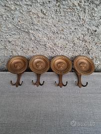 4 Attaccapanni appendini vintage ottone 