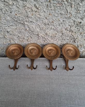4 Attaccapanni appendini vintage ottone 