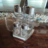 Portacondimenti acciaio vetro