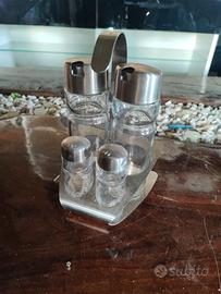 Portacondimenti acciaio vetro