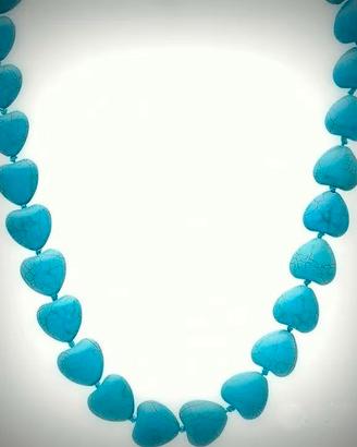 Collana cuori di turchese a doppio giro Lunga 90cm