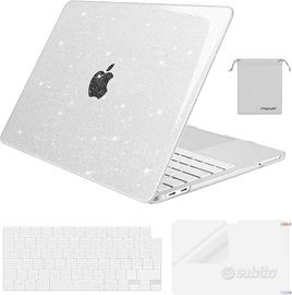 Custodia cover trasparente glitter MacBook Neo