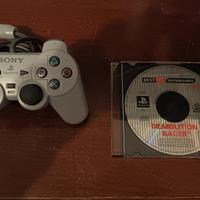 Joystick PS1 e il gioco Demolition racer originale