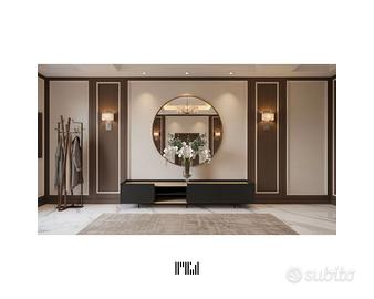 Mobile TV moderno nero e legno / Credenza bassa