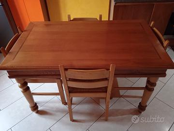 Tavolo e 8 sedie in rovere legno massello