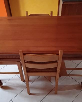 Tavolo e 8 sedie in rovere legno massello
