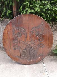 Piano Tavolo Antico in Legno Massello Intagliato