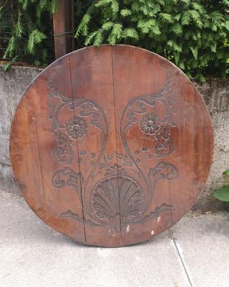 Piano Tavolo Antico in Legno Massello Intagliato