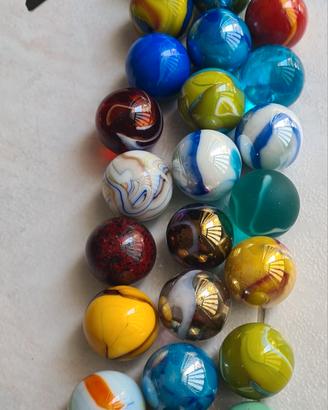 25 biglioni biglie di vetro da 2.5cm vintage 