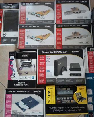  Lotto Accessori PC Nuovi – NAS, PCI, Box HDD, DVD
