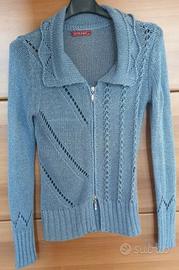 Cardigan donna in cotone traforato.
