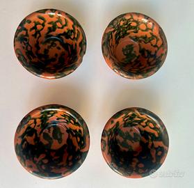Set 4 ciotole terracotta dipinte a mano anni 60/70
