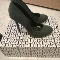 scarpa decoltè altissime verde scuro scamosciato