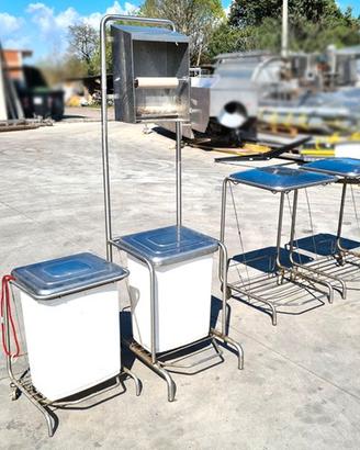 cestini raccogli rifiuti inox usati