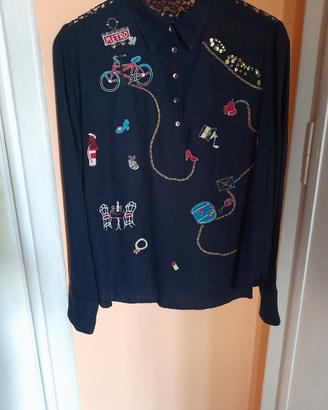 Camicia donna blu in cotone "Desigual"