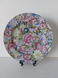 Piatto cinese dipinto a mano con parti dorate