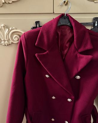 Cappotto lungo rosso bordeaux
