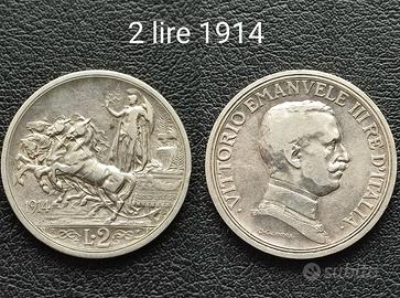 2 lire 1914 Argento 